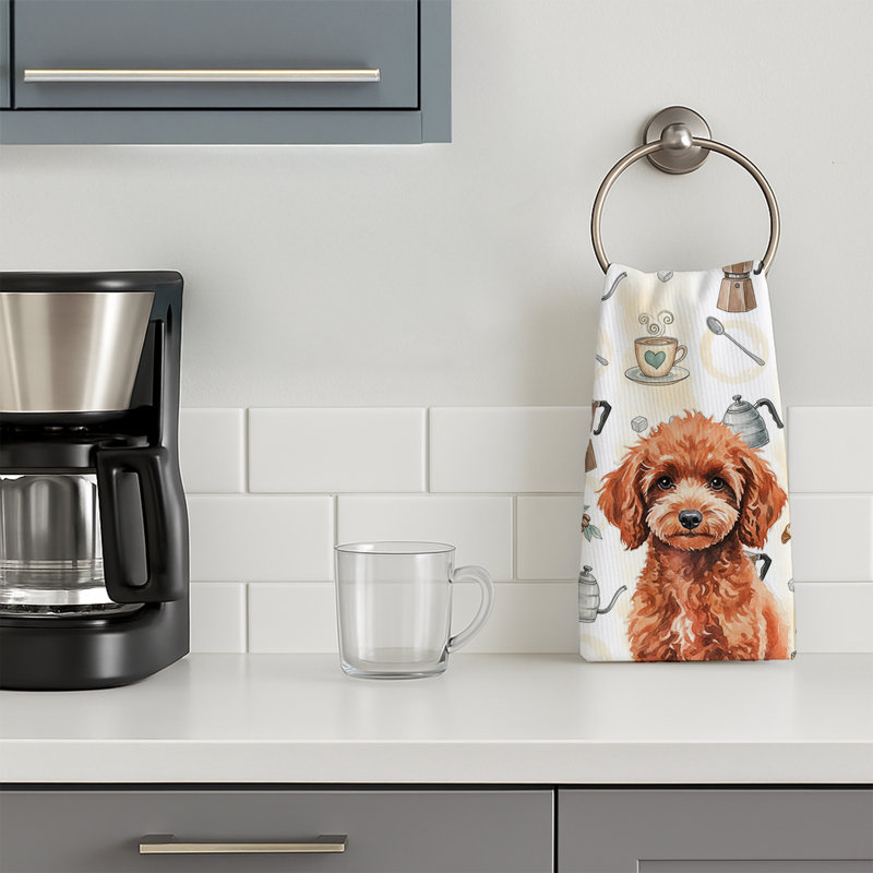 Serviette de cuisine Coffee Bar, Caniche rouge miniature