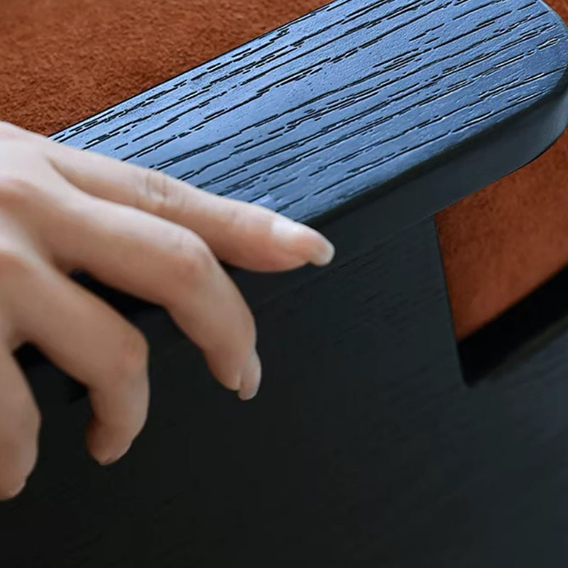 Chaise berçante rétro en bois massif, Orange