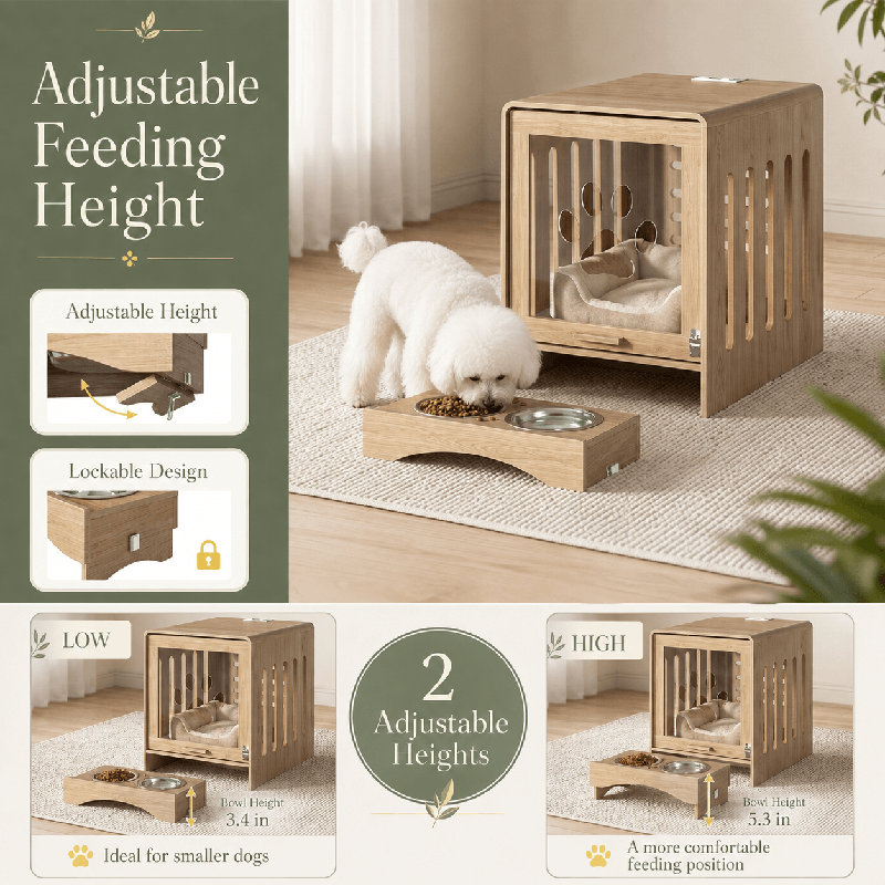 Mobilier moderne pour cage de chien, table d'appoint en bois pour petits chiens avec prise de courant, table de bout pour cage d'animal, armoire pour chenil d'intérieur