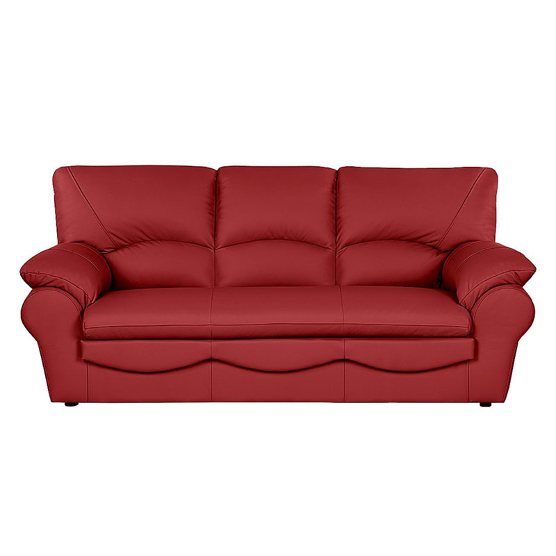 Heppman Genuine Leather 3-Seat Fold-out Sleeper Sofa, Red