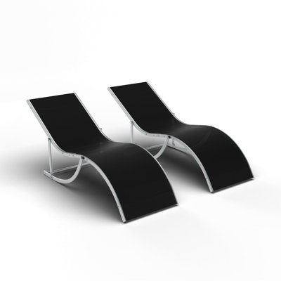 Patio Chaise Lounge Set of 2 - Outdoor Pool Lounge Chair Beach Sunbathing Lawn Lounger Recliner Chair, Double Backrest Tanning Chairs for All Weather, Poolside, Deck, Balcony, Backyard