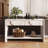 55.12" Wood Distressed Pattern Console Table Sofa Table With Two Drawers And Bottom Shelf Easy Assembly-1803928632