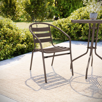 Siyam Modern Aluminum Slat Back Stacking Patio Chair