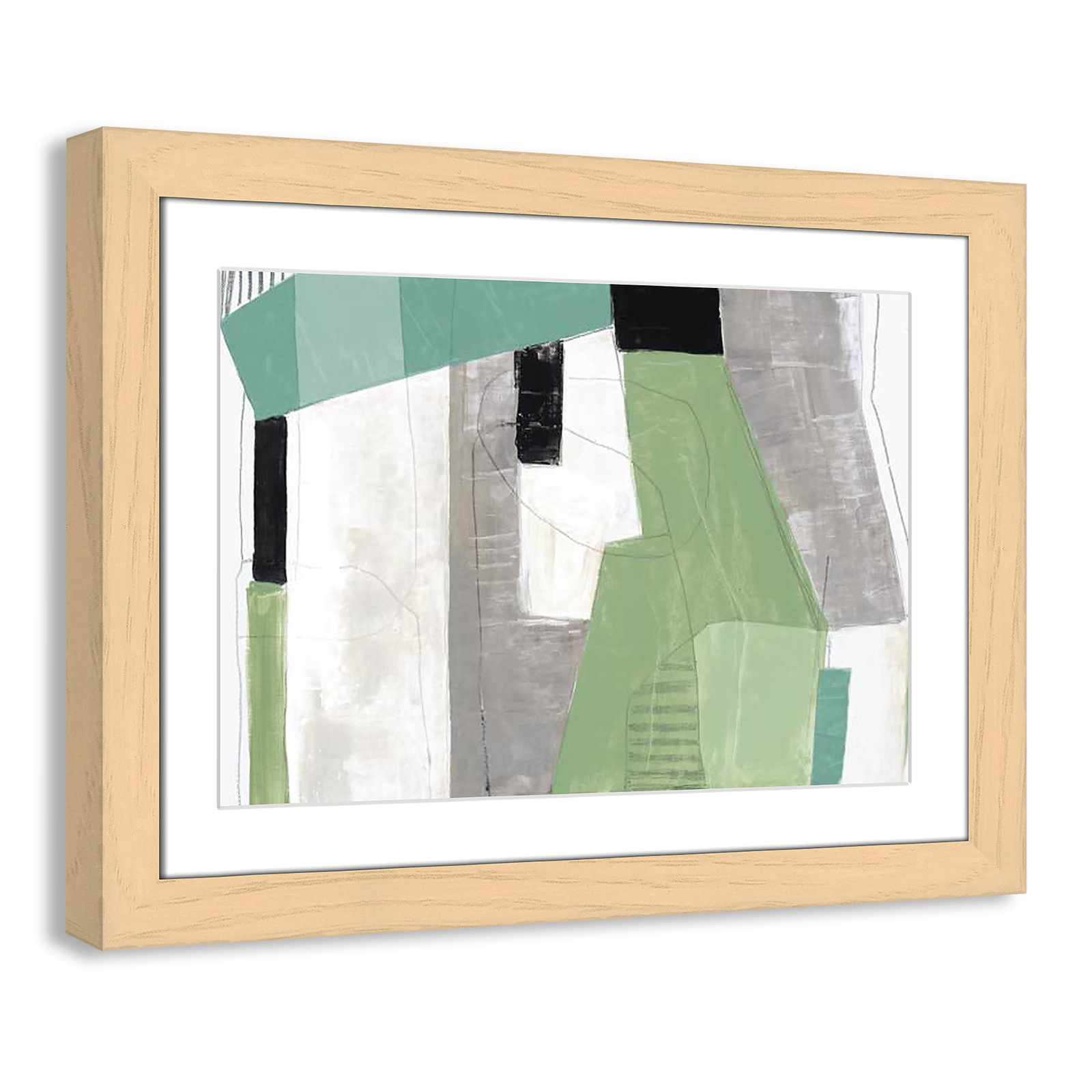 Evergreen Essence Print, 18.5" H x 24.5" W x 1.25" D, Natural Cube Frame - Matted Fine Art Paper Print, White