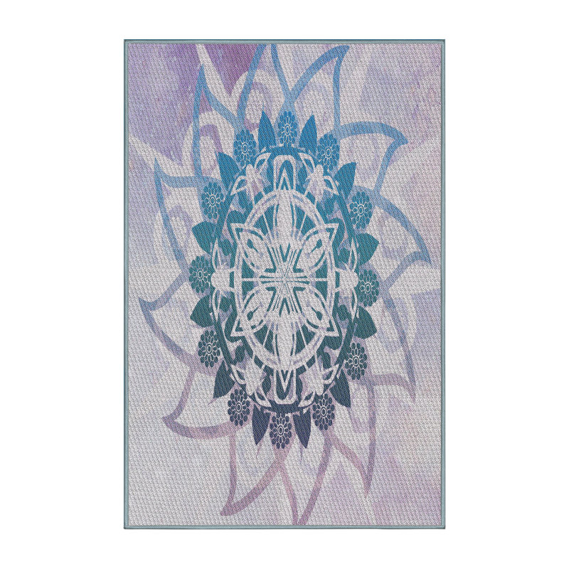 Tapis mauve/vert à tisser électrique, Rectangle 7 pi x 10 pi