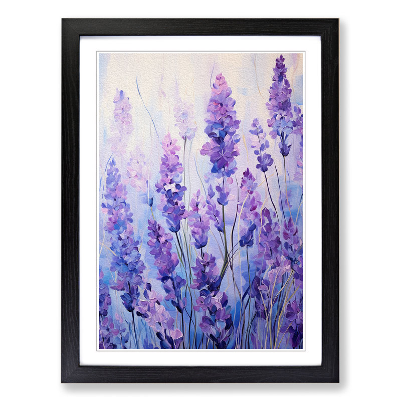 Lavender Flower Abstract - Framed Print, 64cm H x 46cm W x 2" D, Black Framed