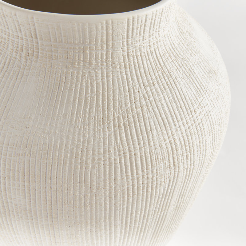 Handmade Ceramic Table Vase, 15.25" H x 10.25" W x 10.25" D, White
