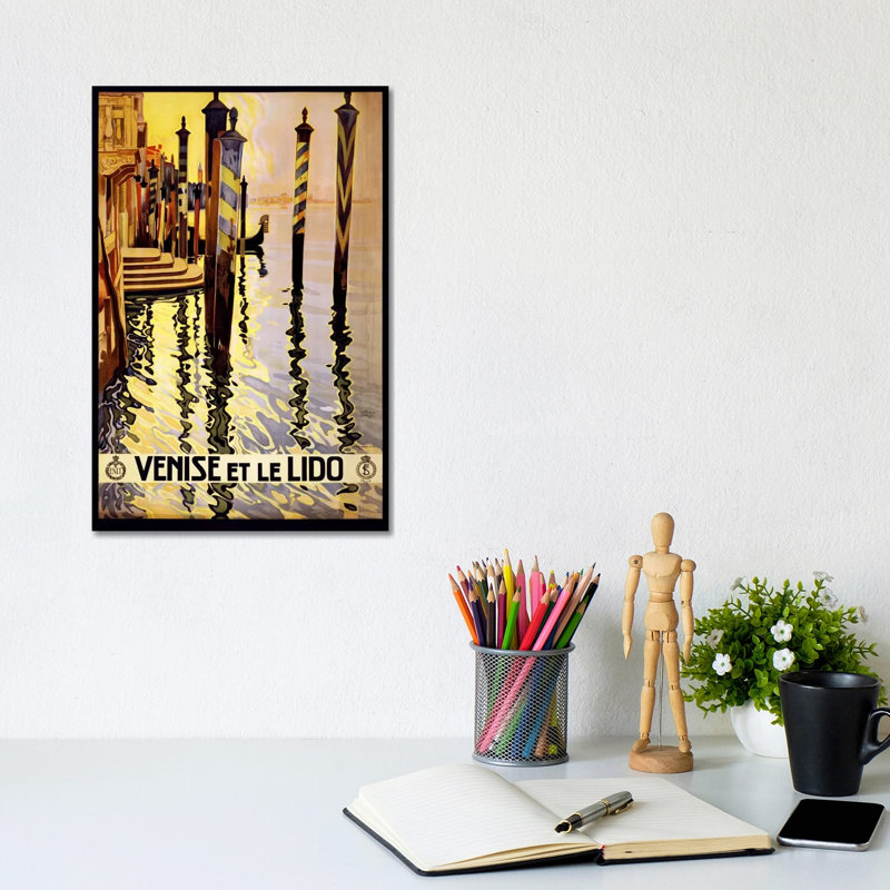 Venise Et Le Lido Venice Italy Vintage Travel Poster by Unknown Artist - Wrapped Canvas Print, 20.32 cm H x 30.48 cm W
