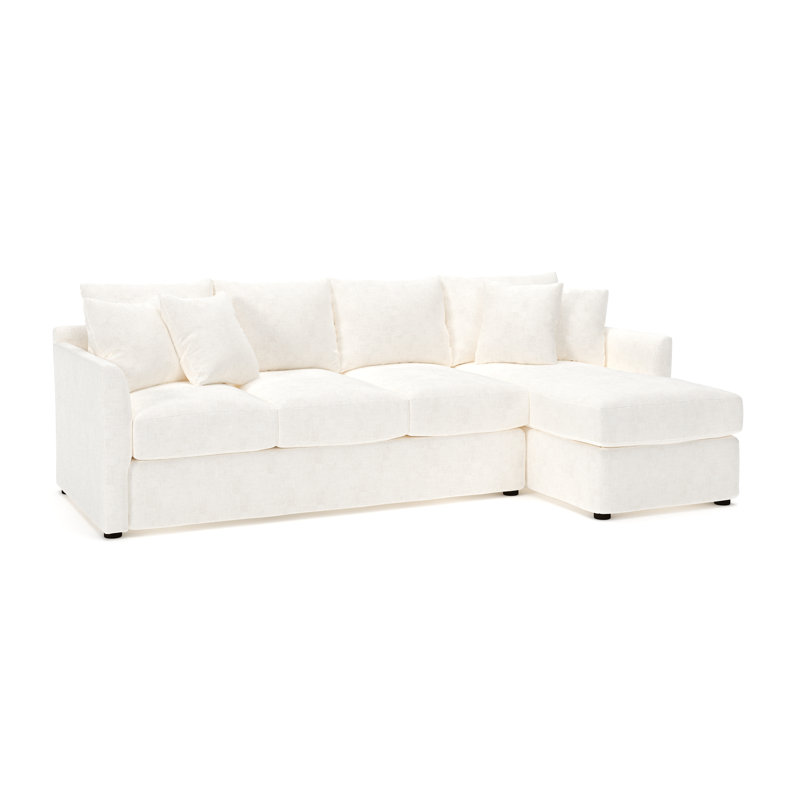 Cecelia 110" Wide Sofa & Chaise, Bevin Natural Linen Blend, Right Hand Facing