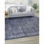 Tapis uni / rayé couleur bleu-ivoire Liabah-1405033539