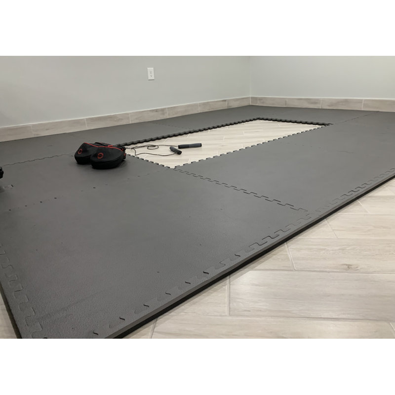 Carreaux de sol en mousse à motif de losanges de 5/8 po pour salle de sport, Noir