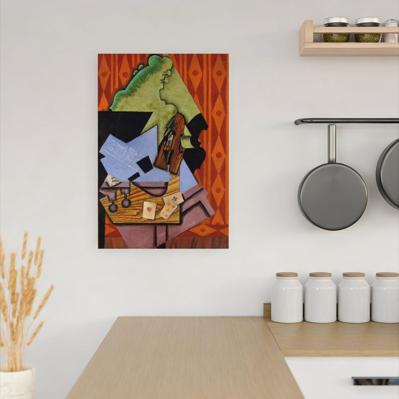 Violin And Playing Cards On A Table, 1913 Abstract Contemporary Wall Art Print by Juan Gris - Wrapped Canvas Print