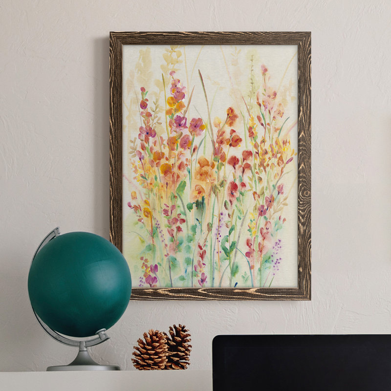 Toile encadrée de qualité supérieure Brilliant Floral II - prête à être accrochée, H 32 po x l 23 po x P 1 po, Noyer