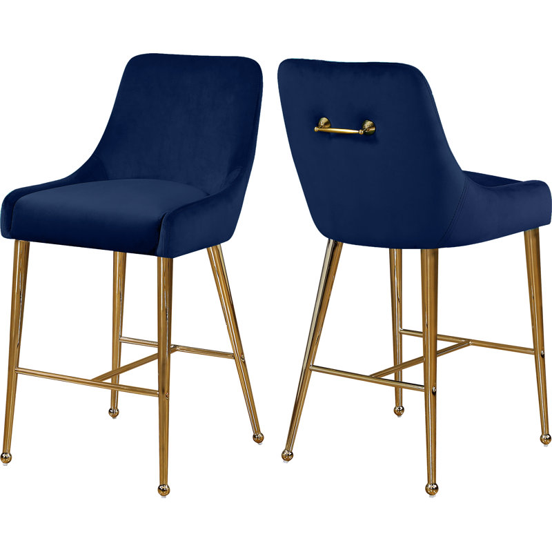 Tabouret de comptoir 28 po Owen, Velours marine, 28"