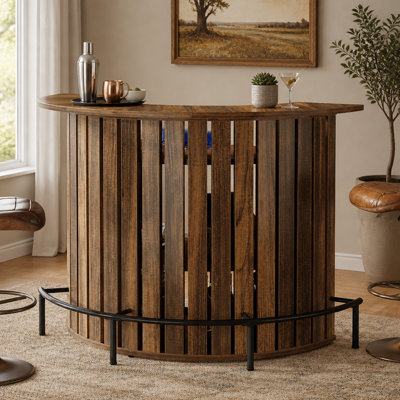 Table de bar 39,4 ", armoire à vin à 4 niveaux en forme d'arc avec repose-pieds pour pub à domicile