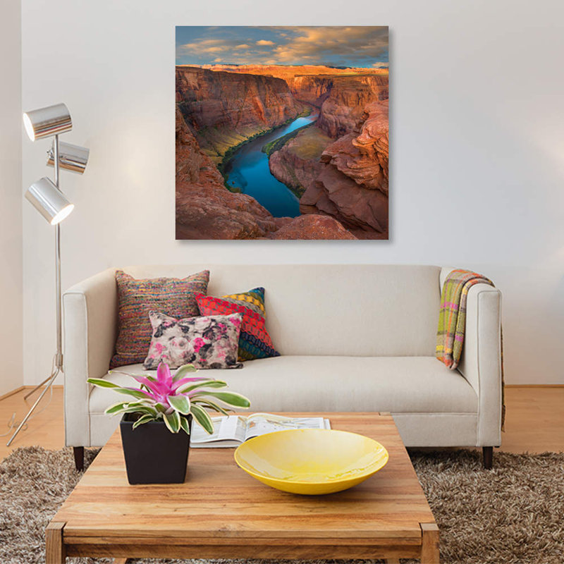 «River, H 12 po x l 12 po x P 0,75 po, Toile tendue, Pas de tapis