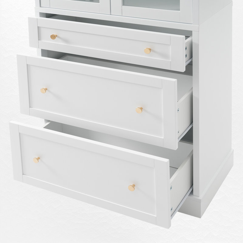Freestanding Bathroom Storage Linen Cabinet, White