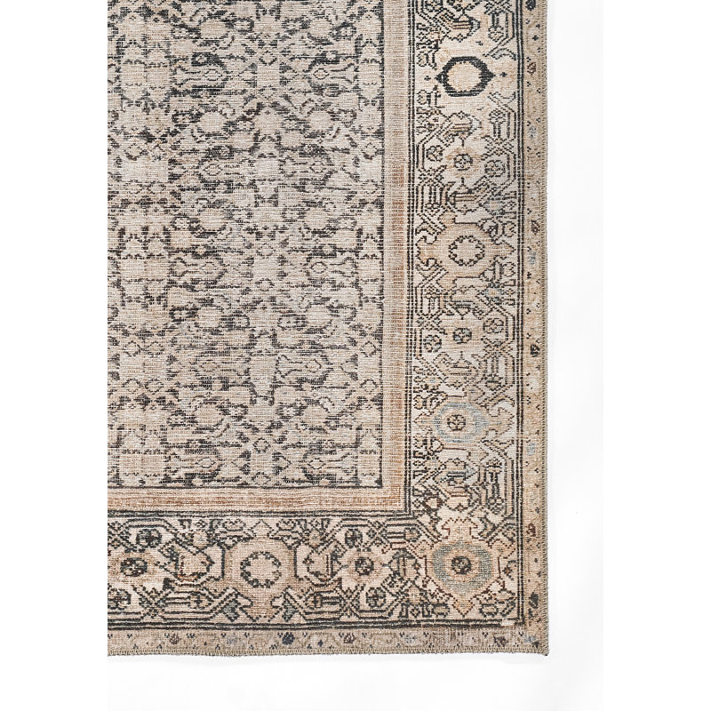 Tapis gris campagnard en polyester Bungalow Bungalow, Rectangle 7 pi 6 po x 9 pi 6 po