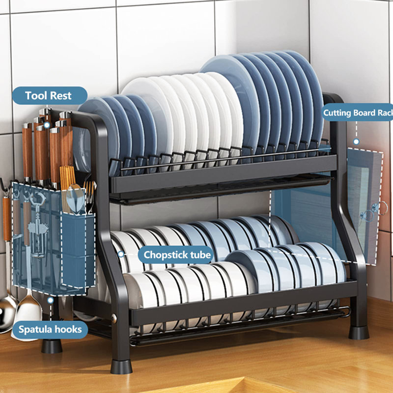 Maynerd Stainless Steel Two Tier Dish Rack