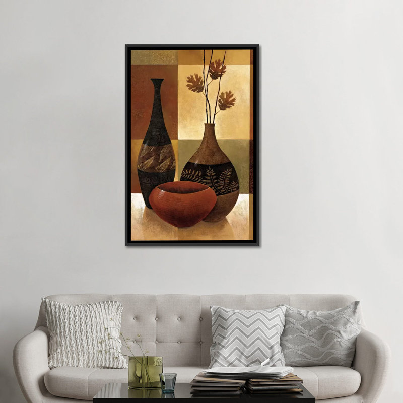 «Natures Patchwork II», impression sur toile, Toile avec cadre flottant noir, Pas de tapis, H 48 po x l 32 po x P 1,5 po