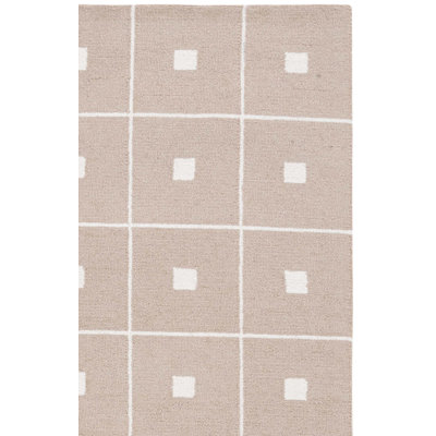 Martha Stewart 300 Hand Tufted Wool/Cotton with Latex Geometric Rug in Beige