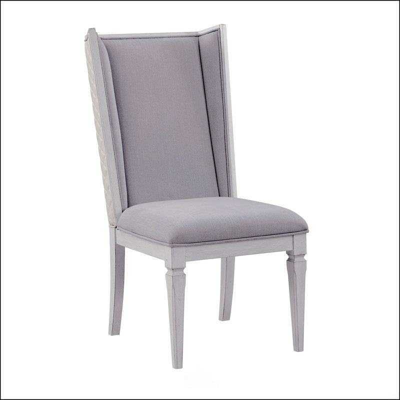 Chaise d'appoint en lin gris clair et blanc vieilli
