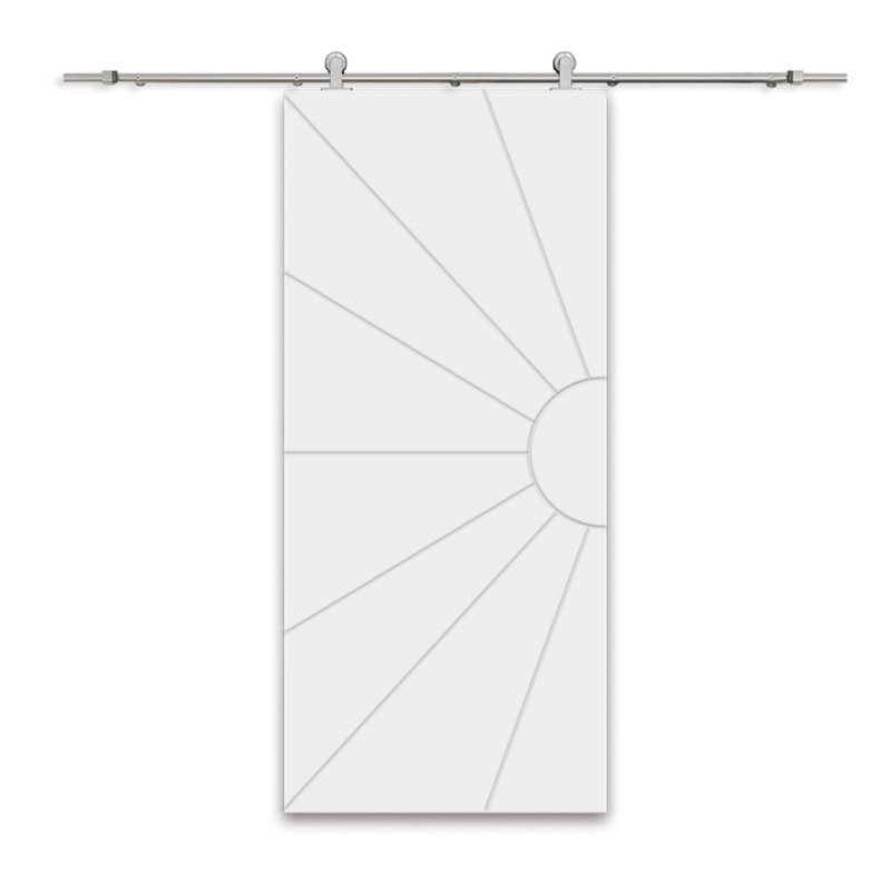 Porte de grange à panneaux et en bois manufacturé avec quincaillerie d'installation, 36 po x 84 po, Blanc