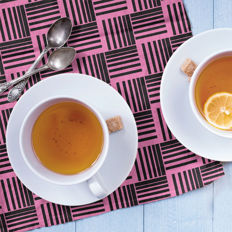 Jaya Tea Towel Kitchen Towel, Pink/Black, Poly Twill