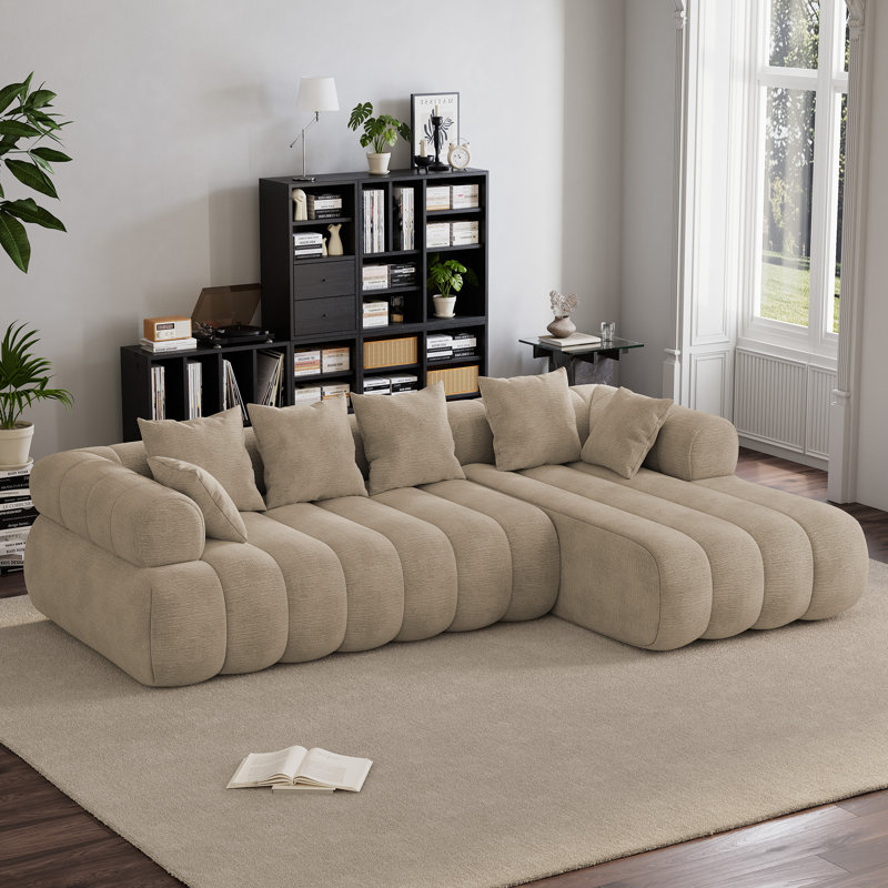 Canapé modulaire surdimensionné en L de 111 po, Camel Chenille