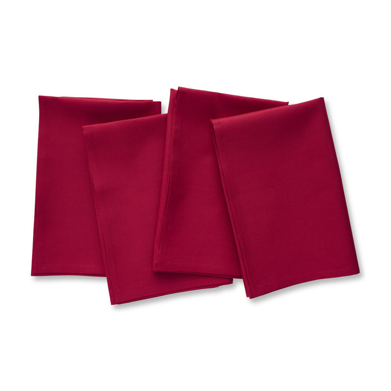 Dru Cotton Linen Dinner Napkins, Scarlet Red