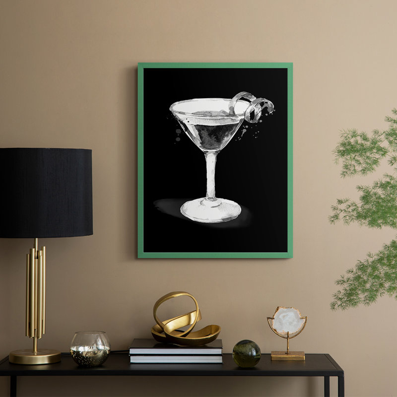 Habillé de martini noir, reproduction encadrée - bois massif, H 11 po x l 9 po, Vert