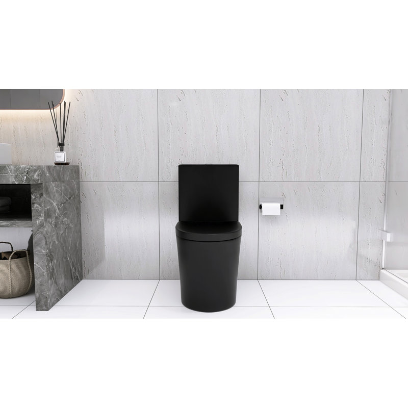 Modern Matte Black Toilet, 1.1/1.6 Dual Flush, Energy Flushing Option Flush , Quiet, Elongated Seat For Bathroom, Black