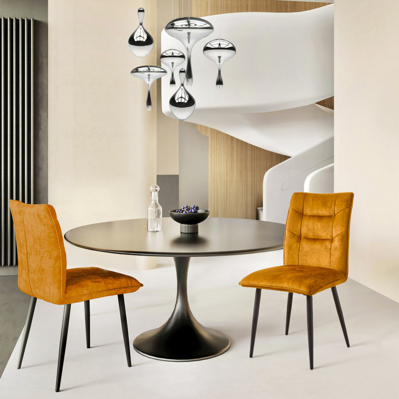 Ensemble 2 pièces de chaises de salle à manger en velours moderne avec cadres en fer pour une assise élégante et confortable