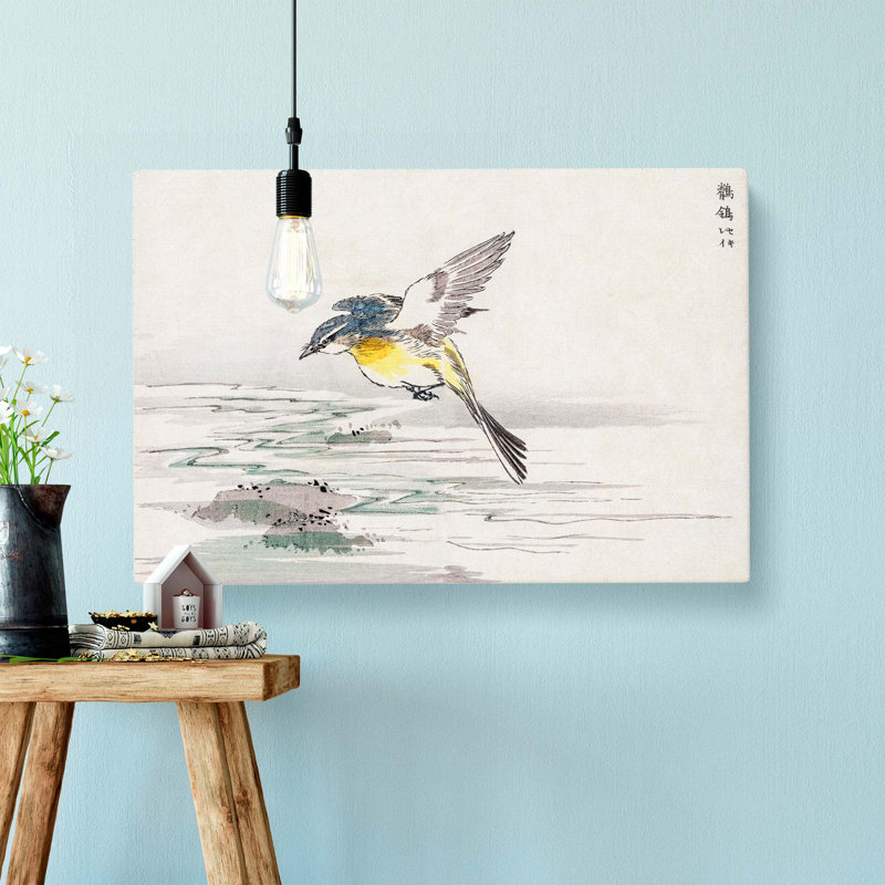 Grey Wagtail Bird by Numata Kashu - Wrapped Canvas Print, 35cm H x 50cm W x 3cm D