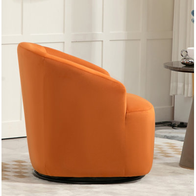363 Degree Swivel Barrel Accent Chair, Velvet Upholstered Curved Armchair, Fully Assembled Contemporary Leisure Chair for Living Room Bedroom Office
