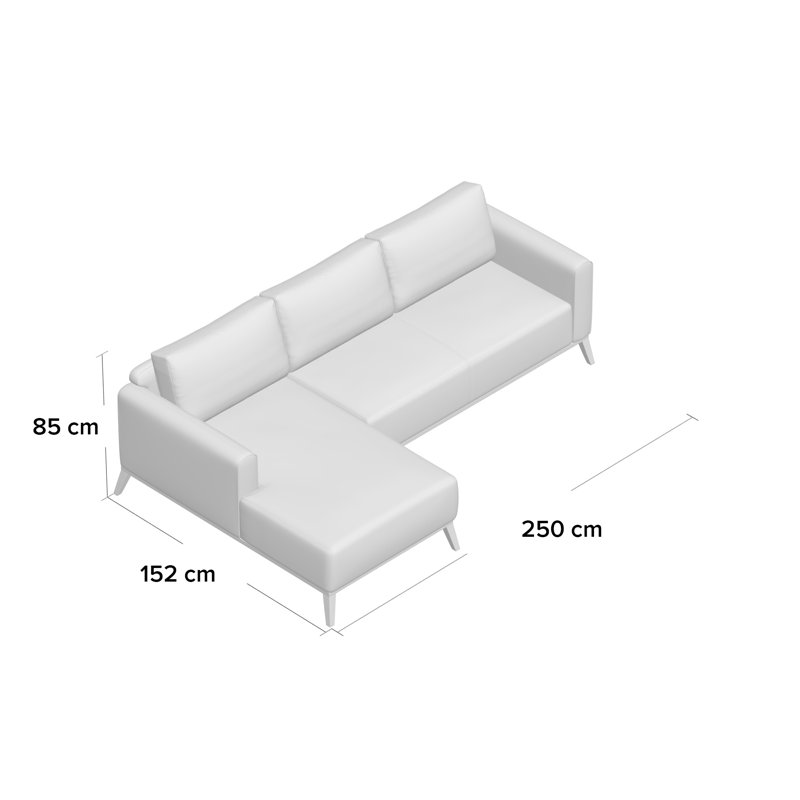 Joshua 3 Seater Corner Sofa , Light Grey, Left orientated