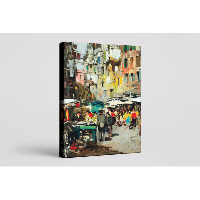 Bustling Italian Market Street - Portrait, art mural sur toile, 11" W x 14" H