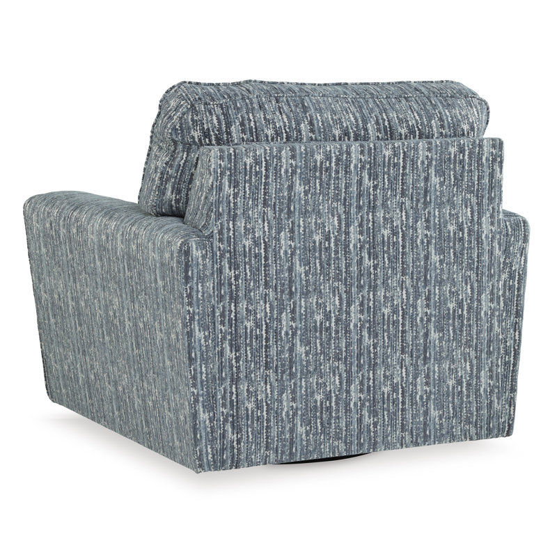 Twilight Black Stripe Swivel Accent Chair with Metal Base