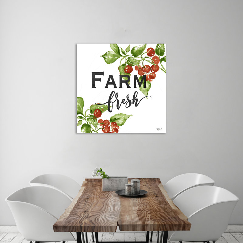 «Farm Fresh Cherries On White», toile tendue par August Grove®, H 30 po x l 30 po x P 1,5 po