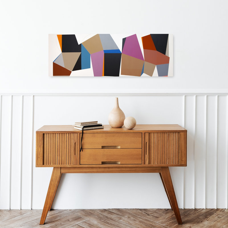 «Geometric Color Blocks», art mural abstrait coloré et audacieux, H 12 po x l 36 po