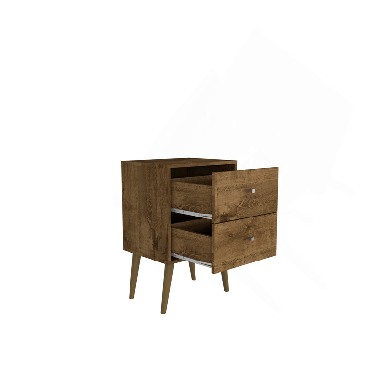 18" Nightstand In Rustic Brown (2-Drawer), Rustic Brown
