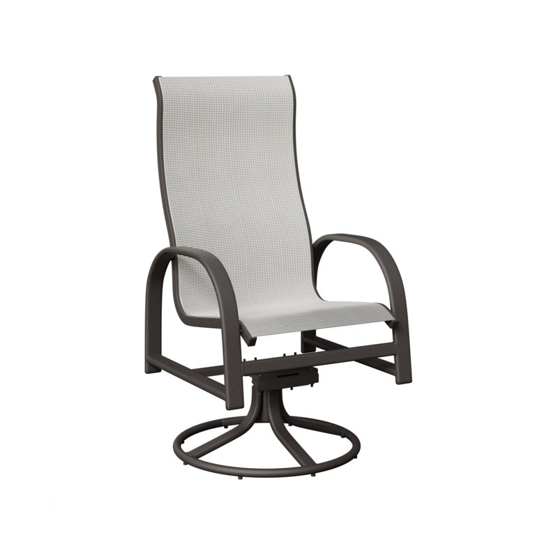 Chaise berçante pivotante à haut dossier avec tissu Sling de Berlin Gardens, Noir luxe, Aluminium graphite moucheté