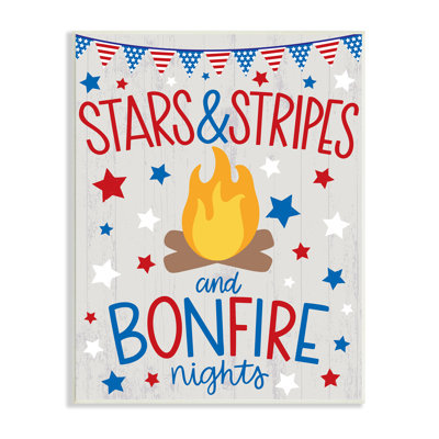 Art mural sur toile tendue 58_Stars Stripes And Bonfire