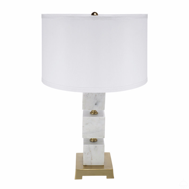 Lampe de table avec base et corps dorés (assemblage de l'abat-jour requis)