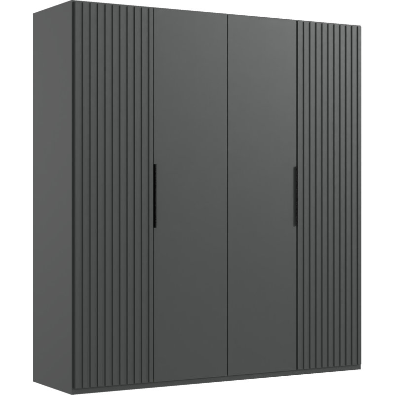 Anaka 4 Door Manufactured Wood Wardrobe, Graphite