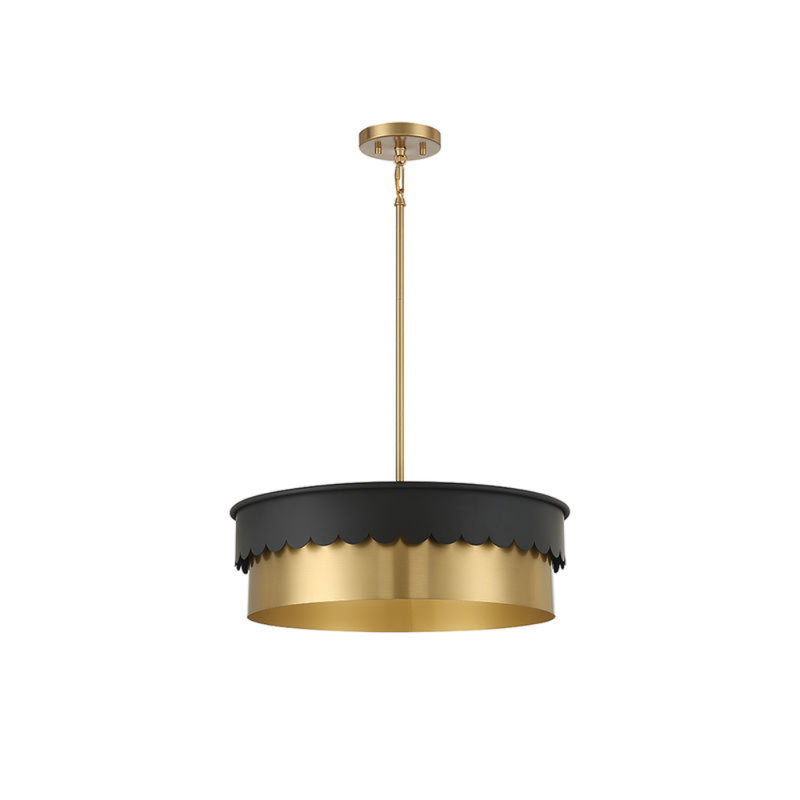 Luminaire suspendu 4 lumières Dulcia, Noir mat / Laiton naturel