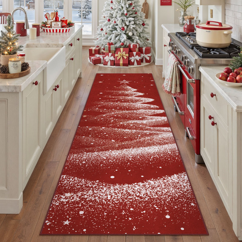 Tapis lavable avec tapis antidérapant Loly Christmas, Tapis de couloir 2 pi x 8 pi