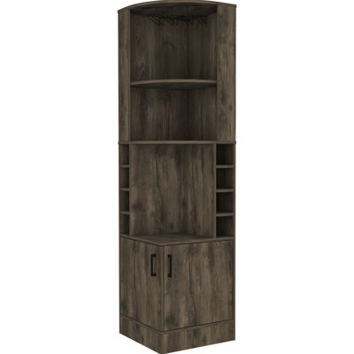 2-shelf Dark Brown 8 Bar Cabinet, Enhancing Look Of Your Living Space Stylish Cabinet For Up To 8 Bottles Liquor