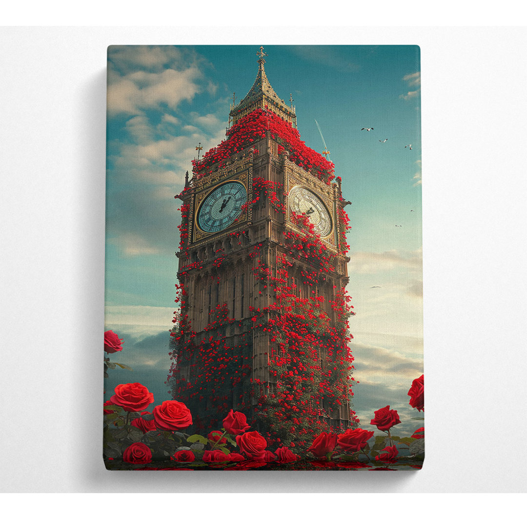 Big Ben Blumen Canvas Druck