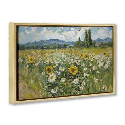  Sunflower & Daisy Meadow Framed Floater Canvas by Arlington Prints